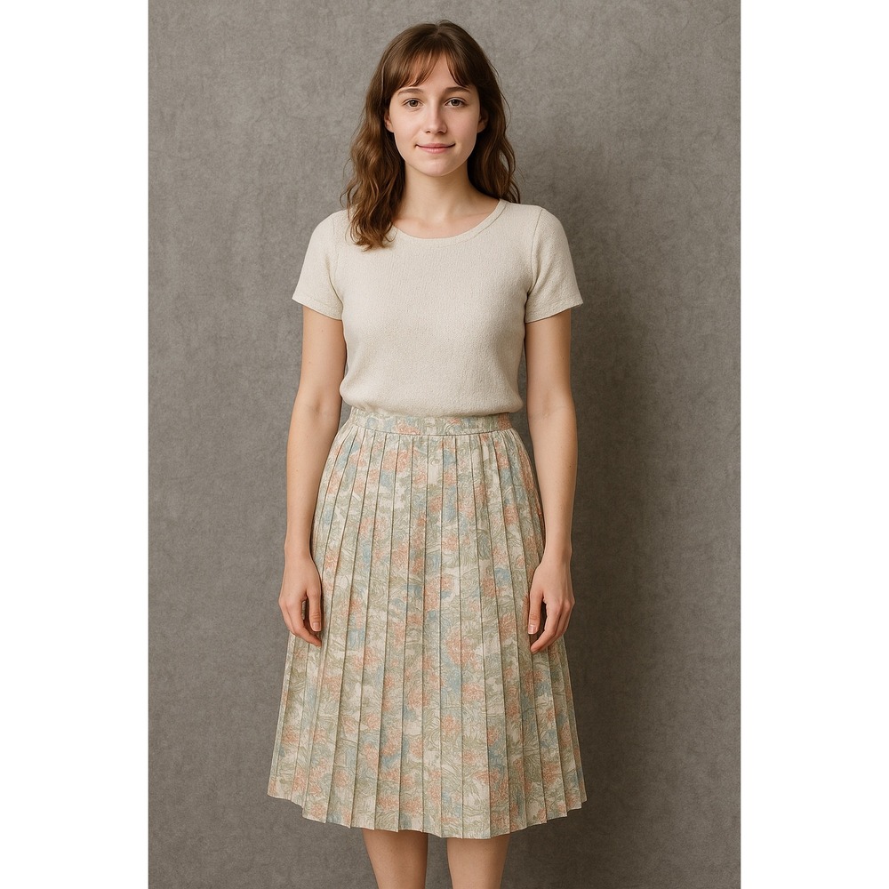Alfred Dunner Skirt Women's 16 Pleated Cottagecore Pull-On Floral Soft Aesthetic